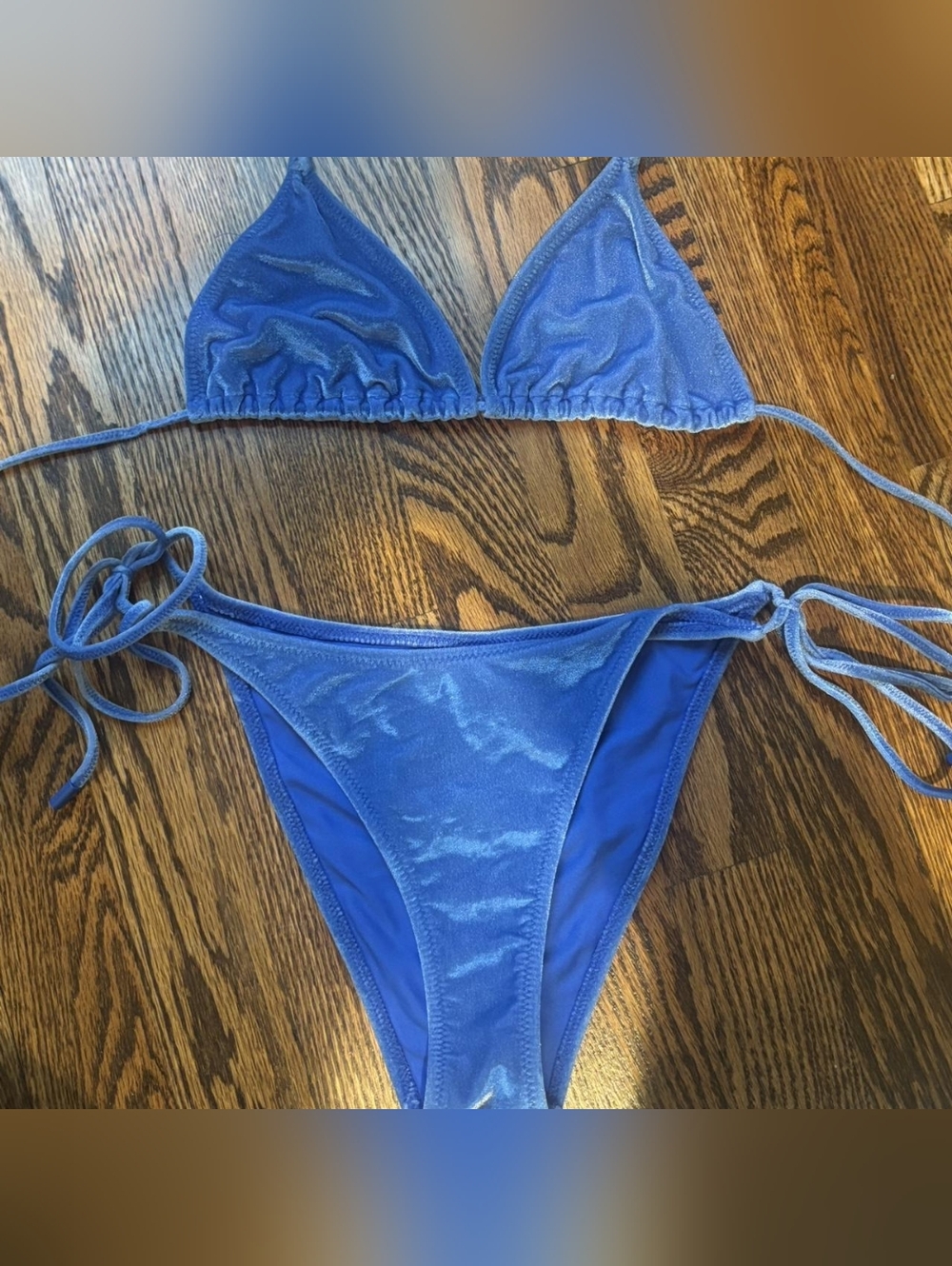 Triangl Women's Blue and Purple Velvet Bikini Set